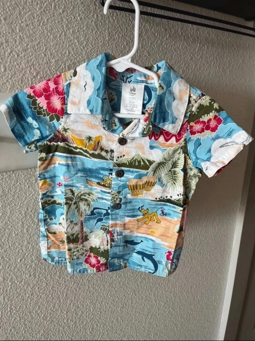 Disney Multicolor Tropical Button-Down Shirt - Blue, Pink, Green